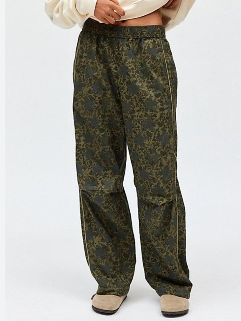 UO BDG RIPSTOP FLORAL BAGGY STRAIGHT LEG TRACK PANT Y2K STREETWEAR